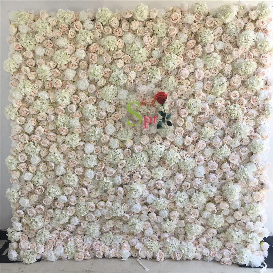 SPR 3D Rolled Silk Fabric Realistic Rose Flower Wall Home Wedding Party Graduation Decor-Eco-Friendly Handcrafted Ceiling Floral