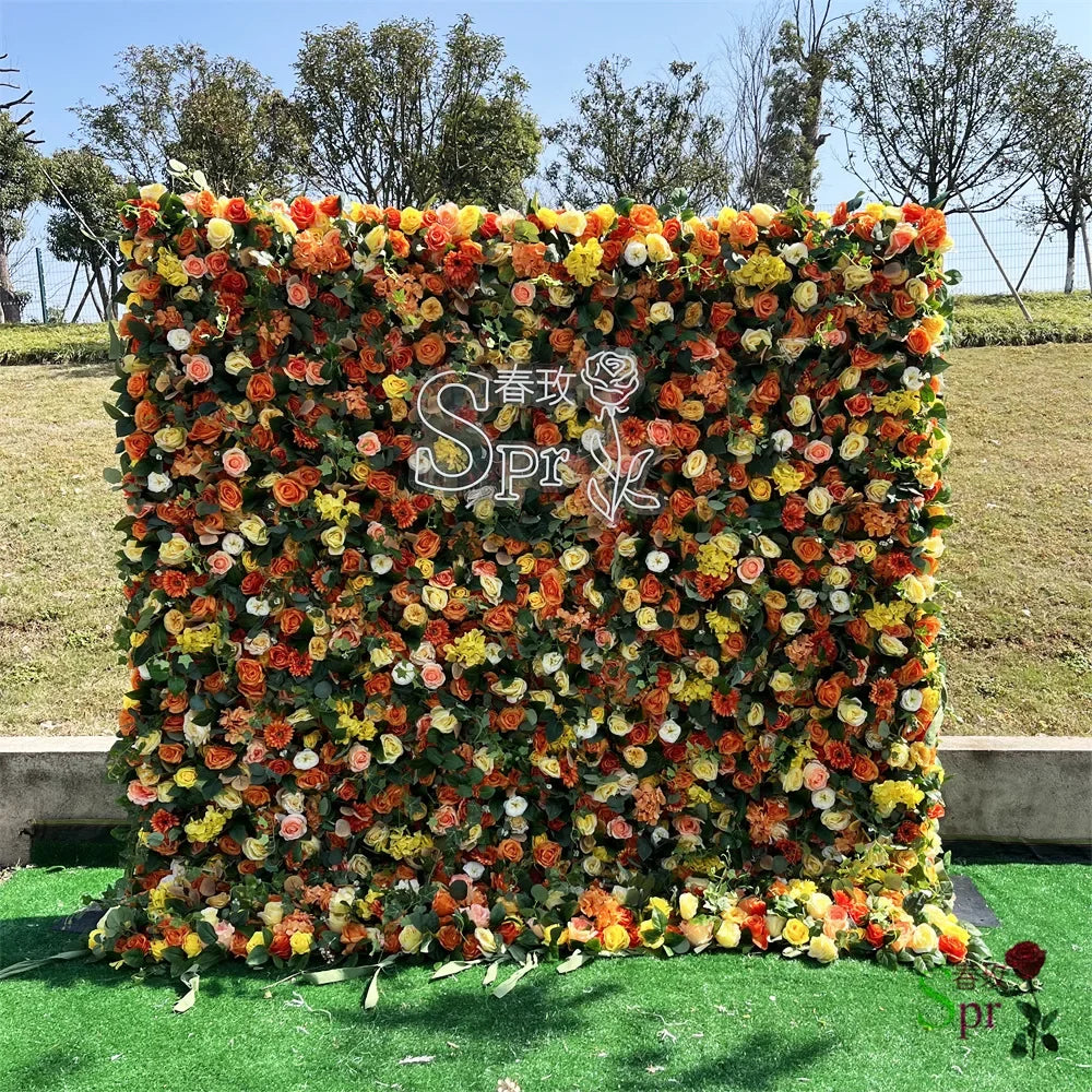 SPR Flores Artificiais Restaurant and Wedding Ceremony Events Fabric Artificial Flower Wall Rose Decorative 3d  Wall Panel
