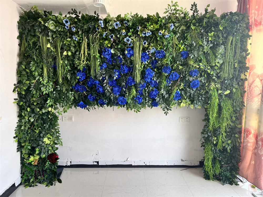 SPR Wedding Decoration Silk Green Plant Rose Hydrangear Flower Backdrop Panel Indoor Decorative Flowers Artificial Flower Wall