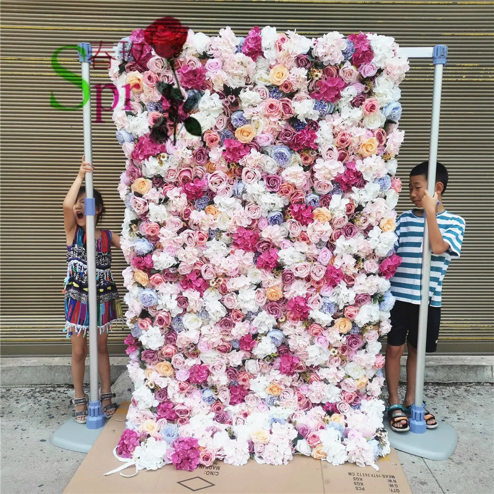 SPR Rose Wall Artificial Silk Rose 3D Flower Wall Background Party Decor Wall