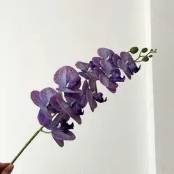 High Quality Real Touch 9 Head Artificial Phalaenopsis Flowers Big Blooms Orchid Flowers Leaves Stem Plants for Home Wedding - Height 98CM / 04-Smoky Purple