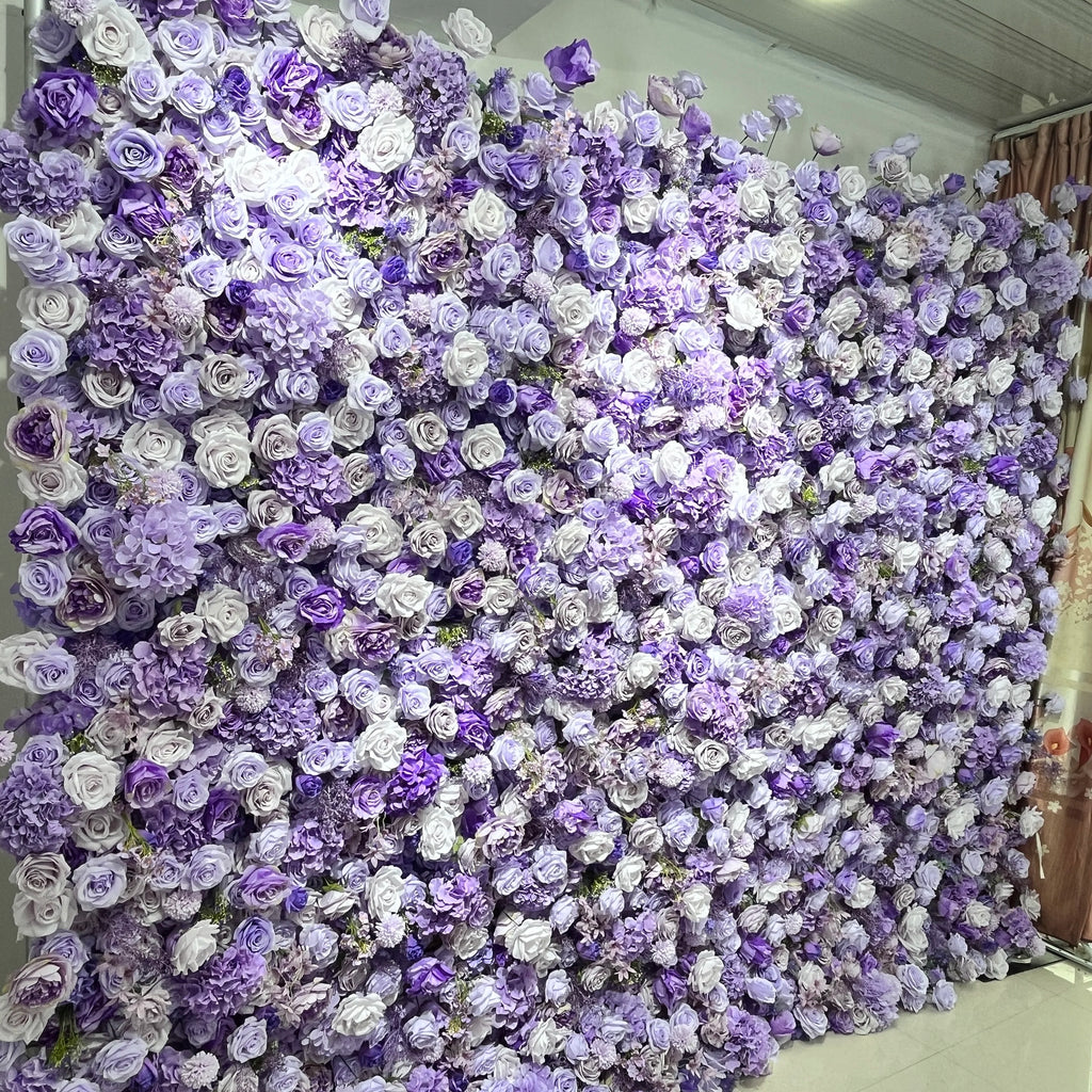SPR Handmade Realistic Silk Blue-Violet Artificial Flower Wall Backdrop for Wedding Valentine's Day and Back to School