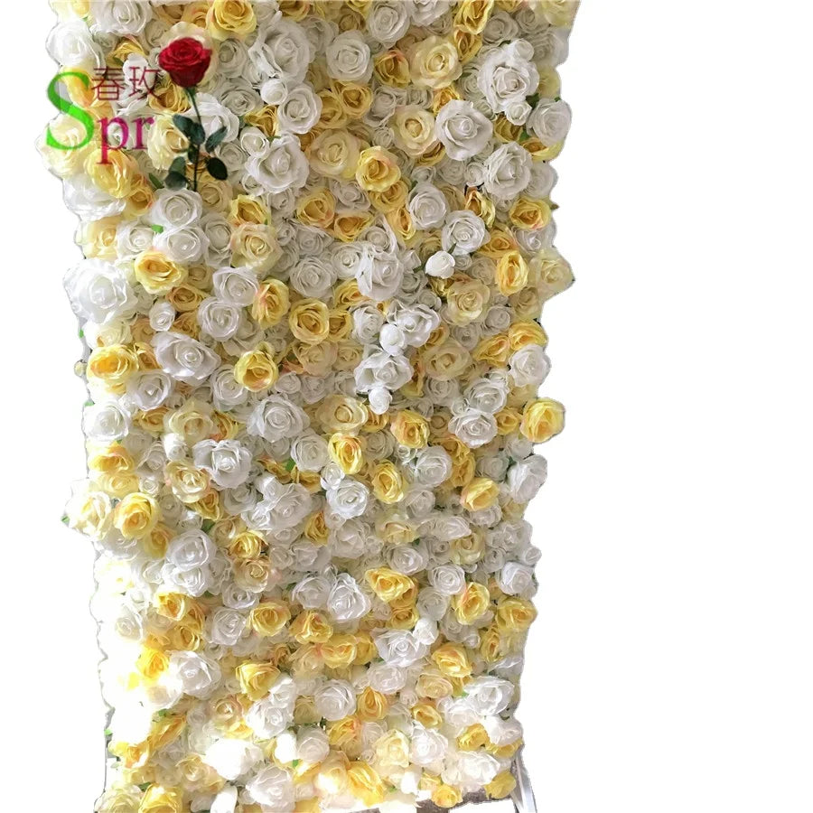 SPR Professional Modern Simple Roll up Fabric Silk Cloth Base Artificial Wedding Roses Wall Decoration