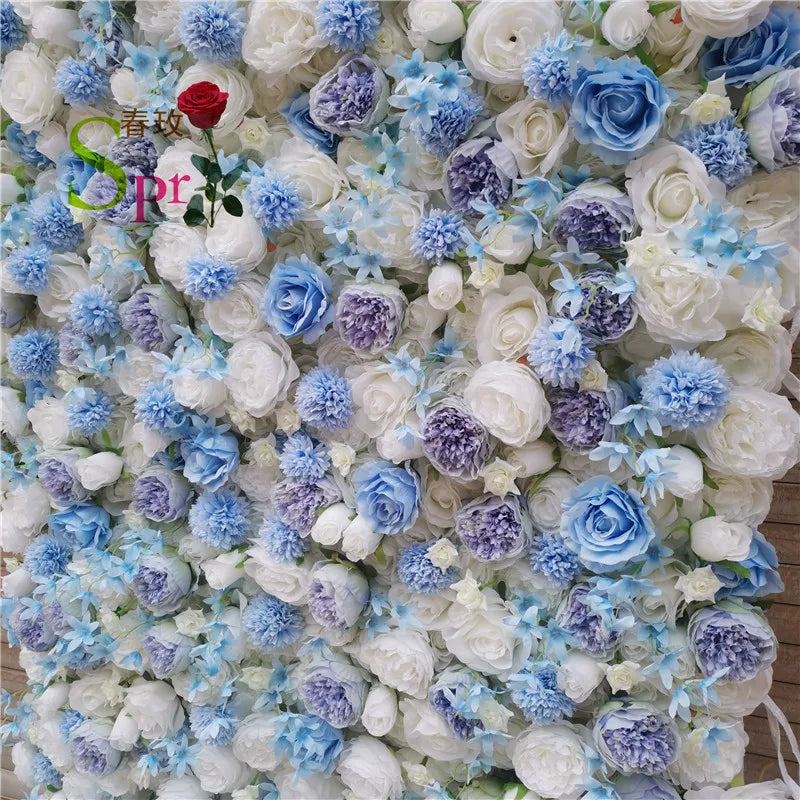 SPR 1.2*2.4M(4*8ft)/pc DIY Big Size Roll up White Silk Artificial Rose Wedding Backdrop Stand Flower Wall