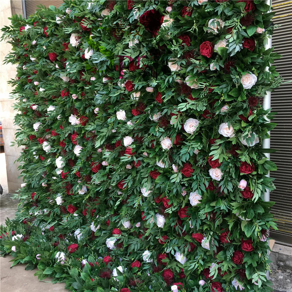 SPR Rolled Flower Wall Silk Flower Cloth Silk Structure Material Wedding Stage Backdrop Artificial Flowers Wall for Salon Wall