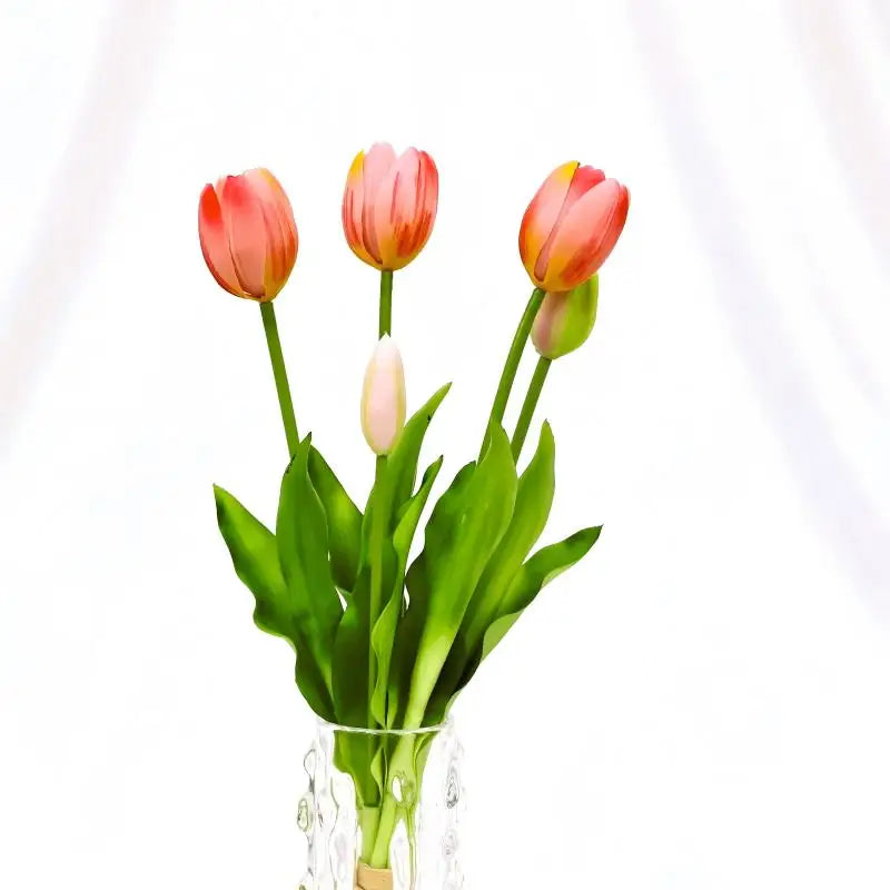 2026 New Arrival Real Touch Tulips Flowers 40cm Soft Rubber White PinK Artificial Flower for Home Wedding Decoration