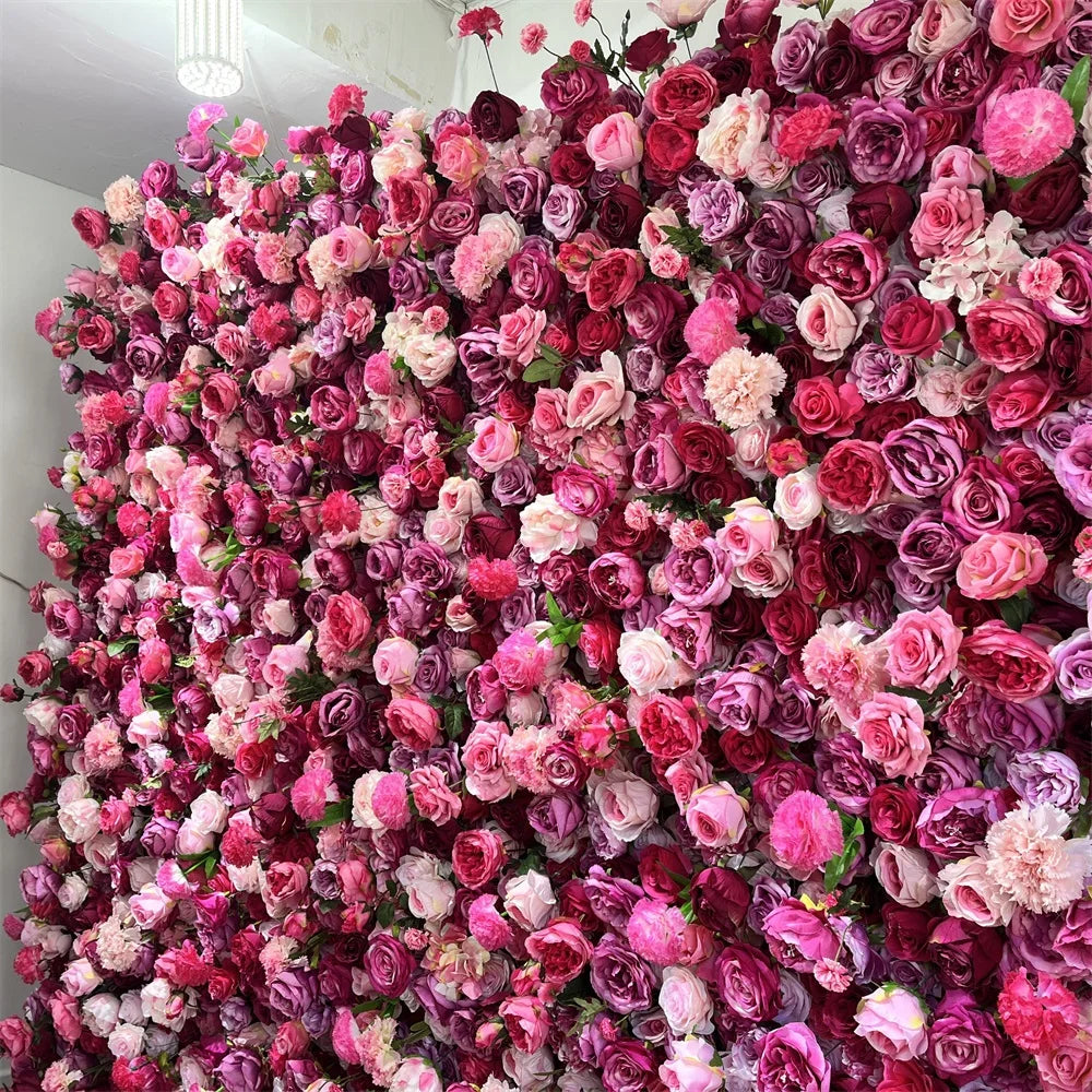 SPR Customized Size Finished Rose Flower Wall Artificial Floral Panel for Wedding Party Birthday Baby Shower Hotel Home Decor