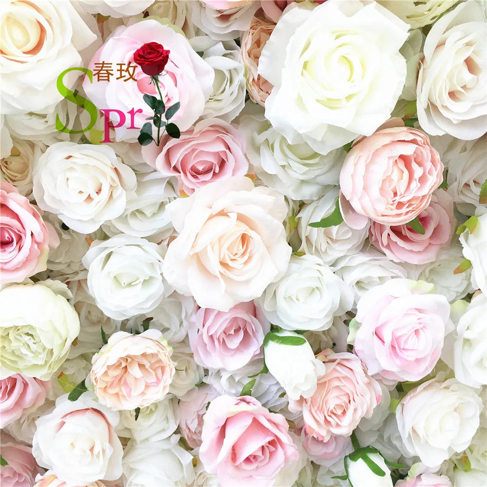 SPR Bridals Bouquet PINK Wholesale Custom White Pink Wedding Supplies  Rose Backdrop Silk Artificial Decorative Flower Wall