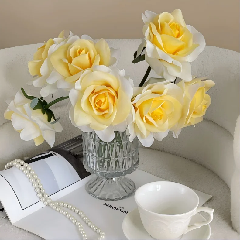 High Quality Wholesale Autumn Artificial Single Rose Real Touch Roses Flower for Table Centerpiece Wedding Decoration
