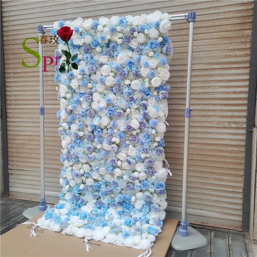 SPR 1.2*2.4M(4*8ft)/pc DIY Big Size Roll up White Silk Artificial Rose Wedding Backdrop Stand Flower Wall