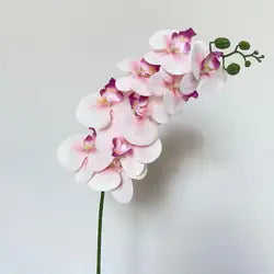 High Quality Real Touch 9 Head Artificial Phalaenopsis Flowers Big Blooms Orchid Flowers Leaves Stem Plants for Home Wedding - Height 98CM / 18-White-Purple