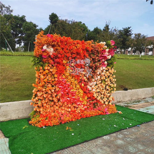 SPR Bridal Bouquet Newest Design Wedding Decoration 7D Effect Cloth Back Roll Mix Color Rose Green Plant Flower Wall