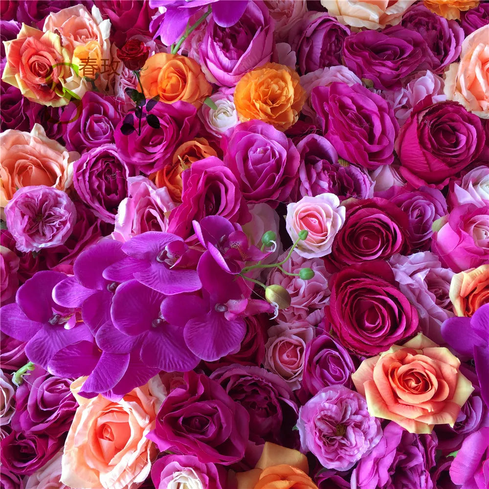 SPR Customized Size & Color Wedding & Chinese New Year Backdrop Silk Artificial Flower Wall Bohemian Style Handmade Roses