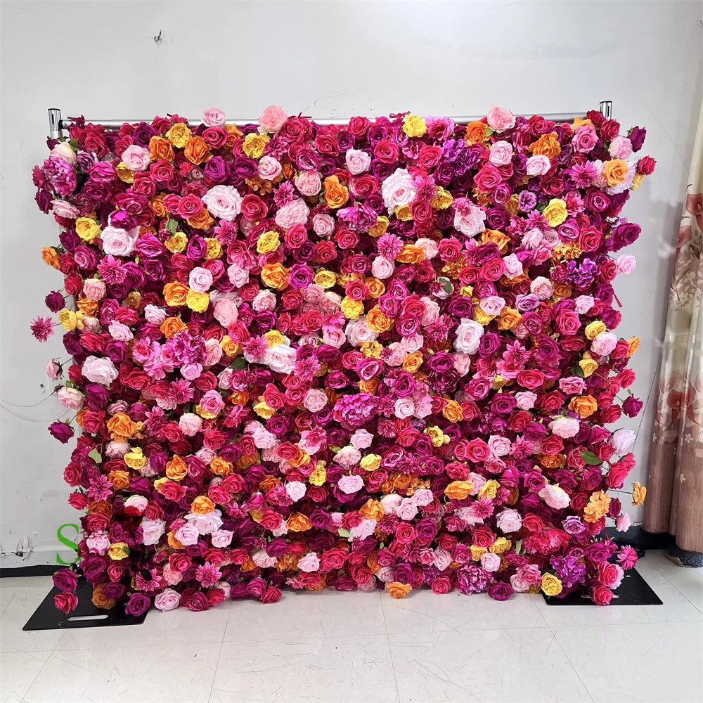 SPR Big Panel Stage Decoration Flowerwall Events Silk cloth Rose Hydrangea Peony Flower Wall Wedding Back Drop
