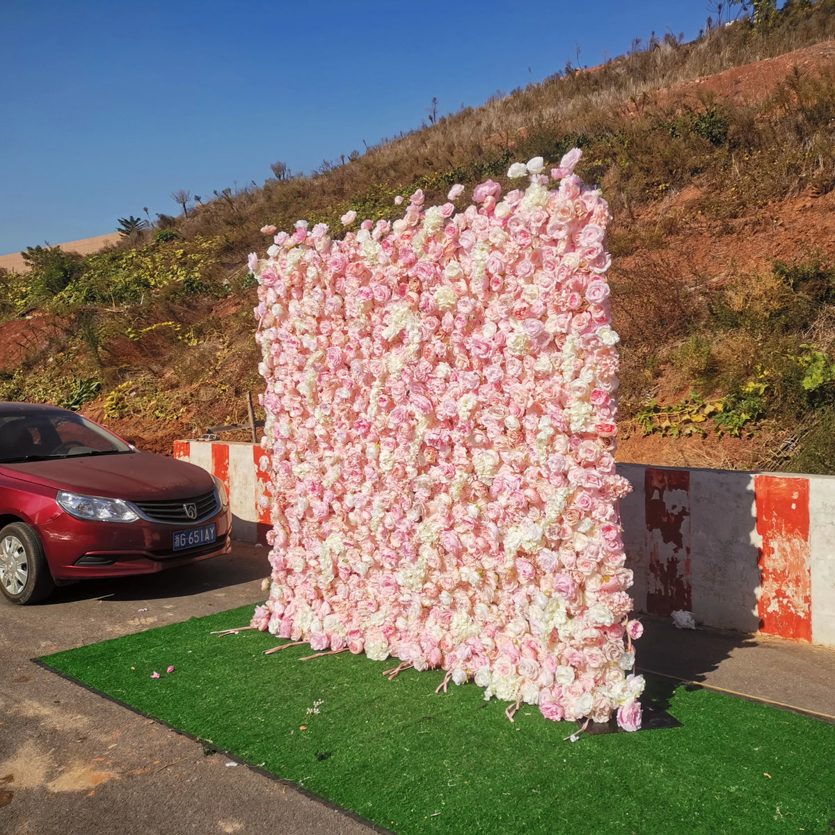 SPR Bridesmaids Bouquet Customized 5D Effects Flower Wall Mats Artificial Florals Wall Rose Panel for Yoga Shop Decoration