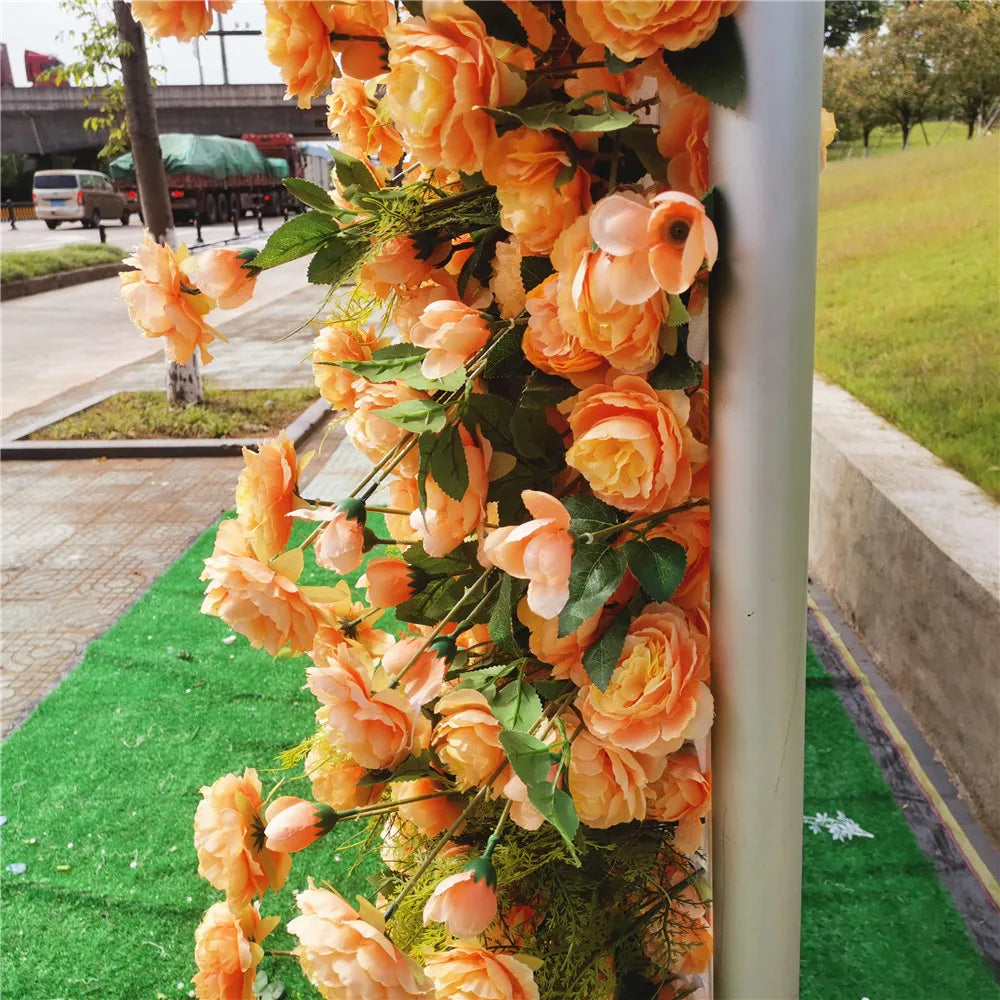 SPR Bridal Bouquet Newest Design Wedding Decoration 7D Effect Cloth Back Roll Mix Color Rose Green Plant Flower Wall