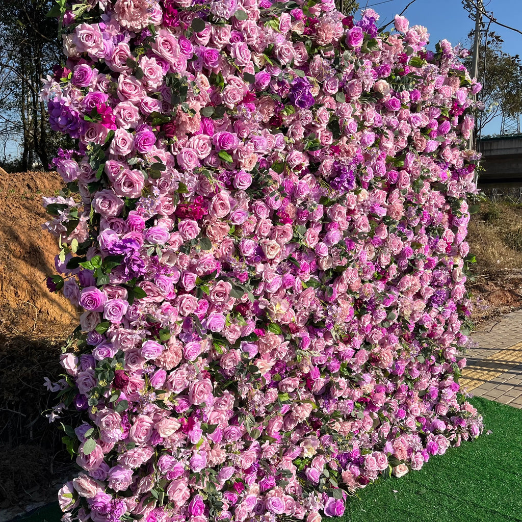 SPR Factory Wholesale Silk Fabric Flower Wall Panel Rose Hydrangea with Greenery for Wedding Hotel Birthday Backdrop Decor