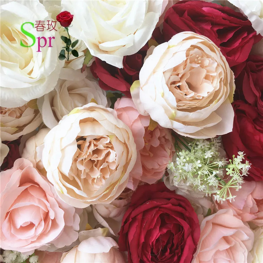 SPR Rolled Flower Wall Silk Flower Cloth Structure Material Wedding Stage Backdrop Artificial Flowers Wall for Salon Wal Decor
