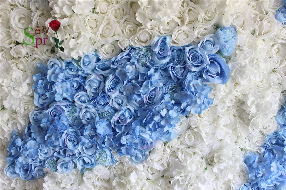 SPR Flower Wall Backdrop High Quality Roll up Artificial Silk Rose and Hydrangea Moveable Panels for Outdoor Wedding Decoration