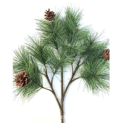 SPR Hot Selling Large Stem Artificial Pine Needle Branches Soft Plastic Realistic for Christmas New Year Halloween DecorSPR - 38cm(14.96in) / Green