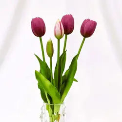 2026 New Arrival Real Touch Tulips Flowers 40cm Soft Rubber White PinK Artificial Flower for Home Wedding Decoration - 40CM(15.75in) / 05-Light Purple