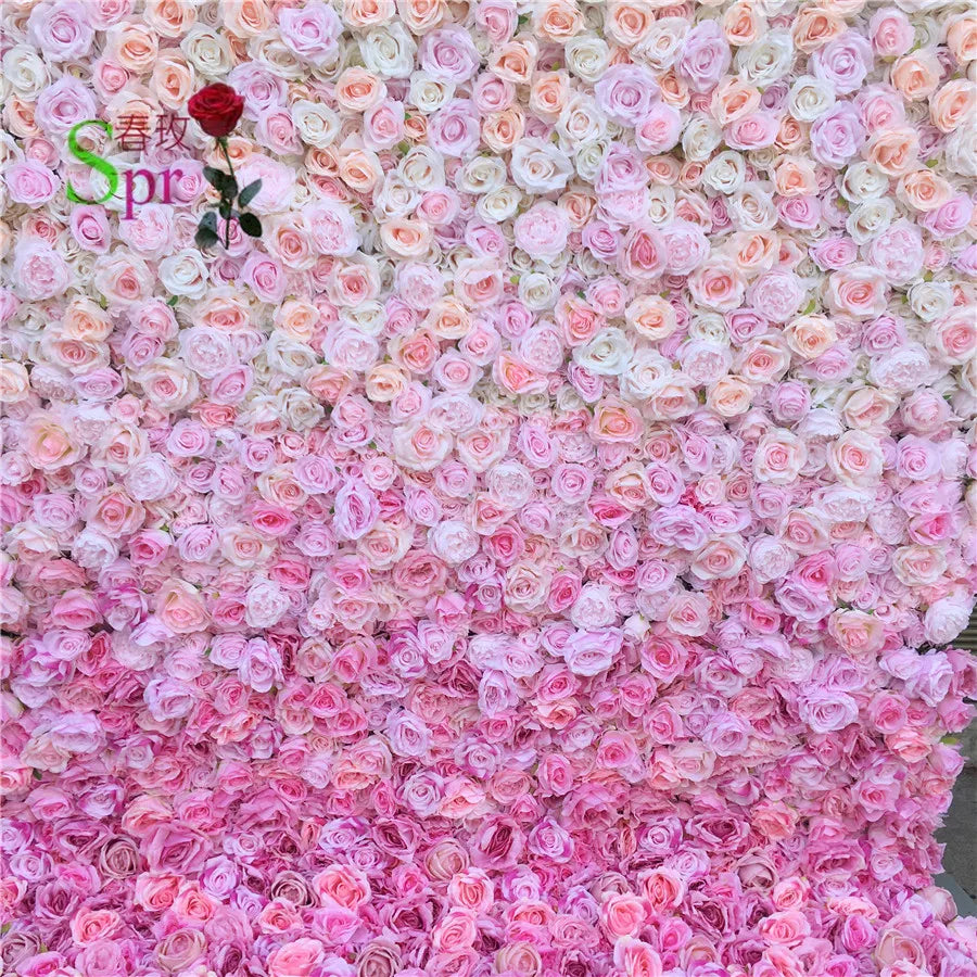 SPR Free Shipping 30pcs/set Ombre Wedding Occasion Artificial Rose Flower Wall Backdrop Factory Sales