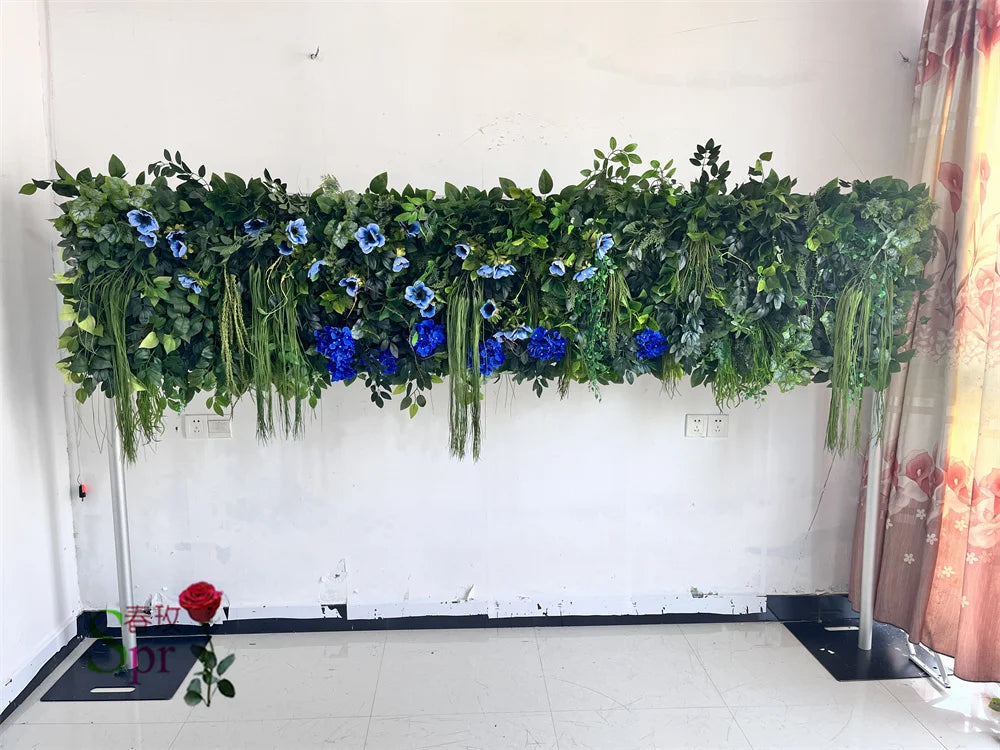 SPR Wedding Decoration Silk Green Plant Rose Hydrangear Flower Backdrop Panel Indoor Decorative Flowers Artificial Flower Wall