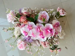 SPR Bridesmaids Bouquet High Quality Birthday Party Valentine's Day Artificial Flower Wall Silk Rose Panels for Wedding Backdrop - 1foot*1foot / SPR-FW24114-6D