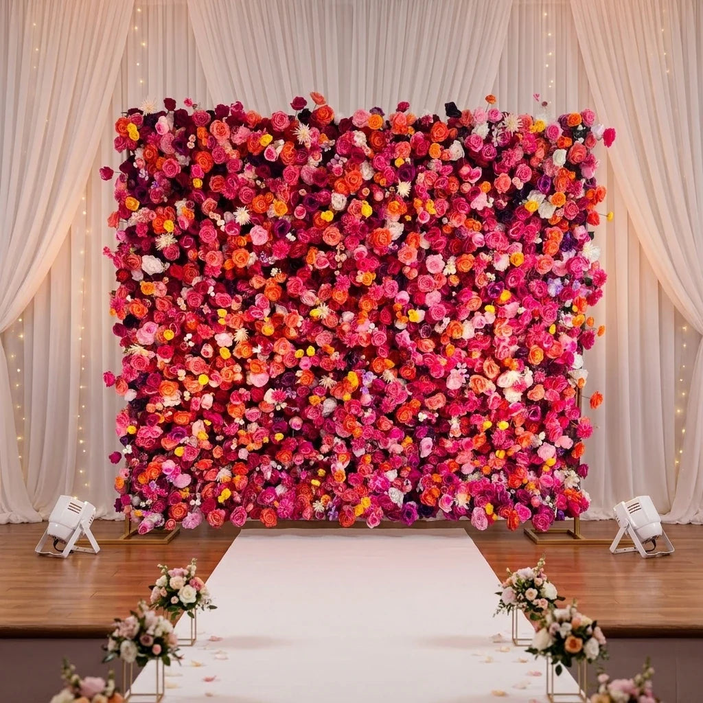 SPR Customizable European Style Artificial Flower Wall Backdrop Reusable Anti-Bacterial for Wedding/Birthday/Thanksgiving/Hotel