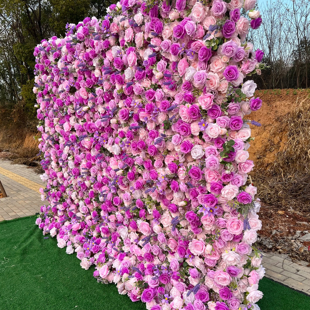 SPR Decorative Roll up Artificial Silk Rose Flower Wall Backdrop Panel for Wedding Party Birthday Hotel Decoration