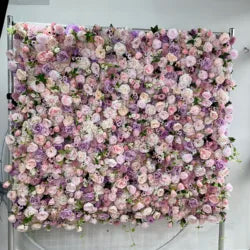 SPR Handmade Realistic Silk Blue-Violet Artificial Flower Wall Backdrop for Wedding Valentine's Day and Back to School - SPR-FW221217-15