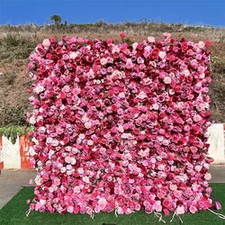 SPR Decorative Roll up Artificial Silk Rose Flower Wall Backdrop Panel for Wedding Party Birthday Hotel Decoration - SPR-FW231122-10