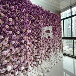 SPR Rolled Ombre  Silk Flower Cloth Silk Structure Material Wedding Stage Backdrop Artificial Flowers Wall for Salon Wall D - 1*1m(3.28*3.28ft) / SPR-FW221130-7