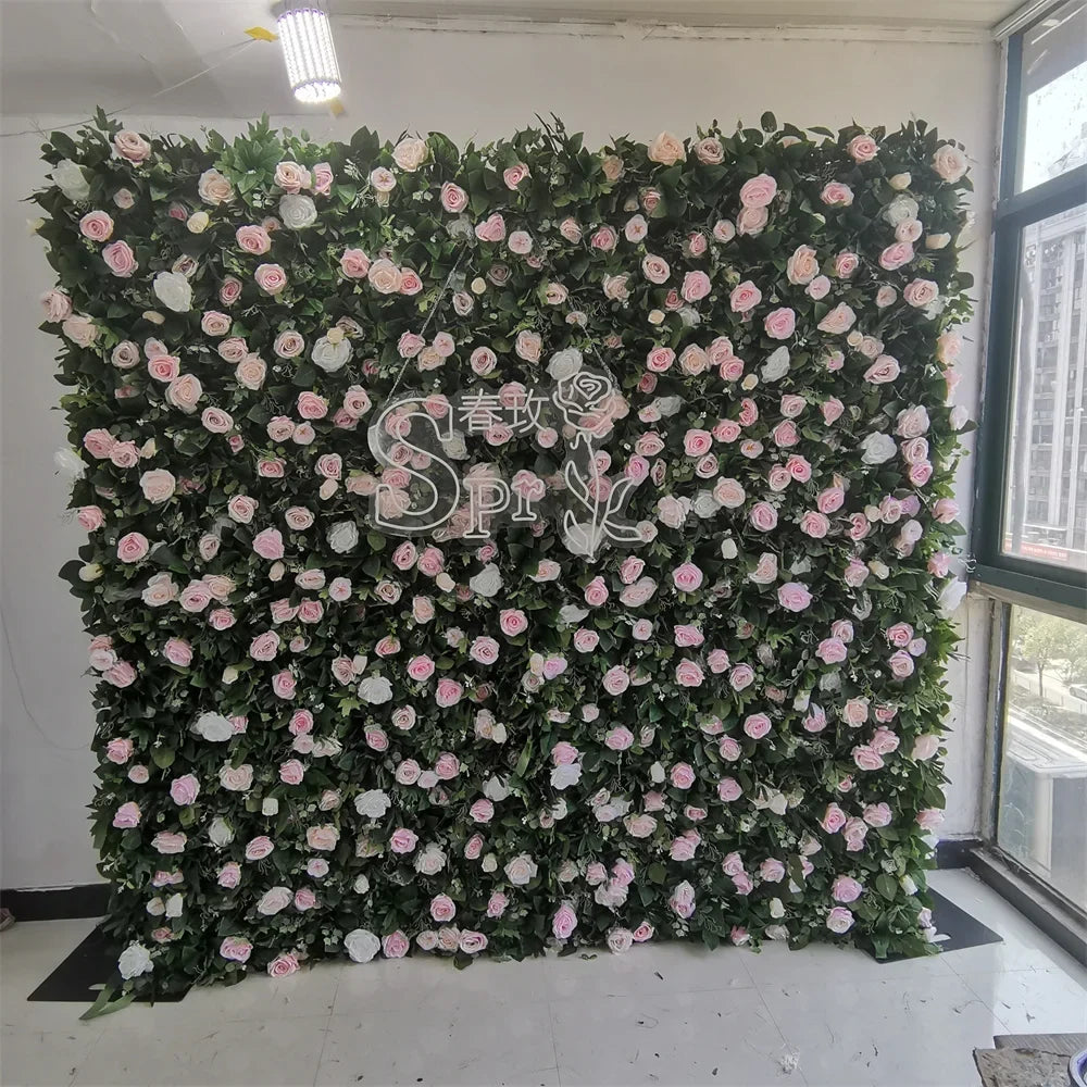 SPR Flowerwall Backdrop Silk Fabric Curtain Cloth Floral 3D Roll up Flower Wall for Wedding Birthday Party Carnival Photo Back