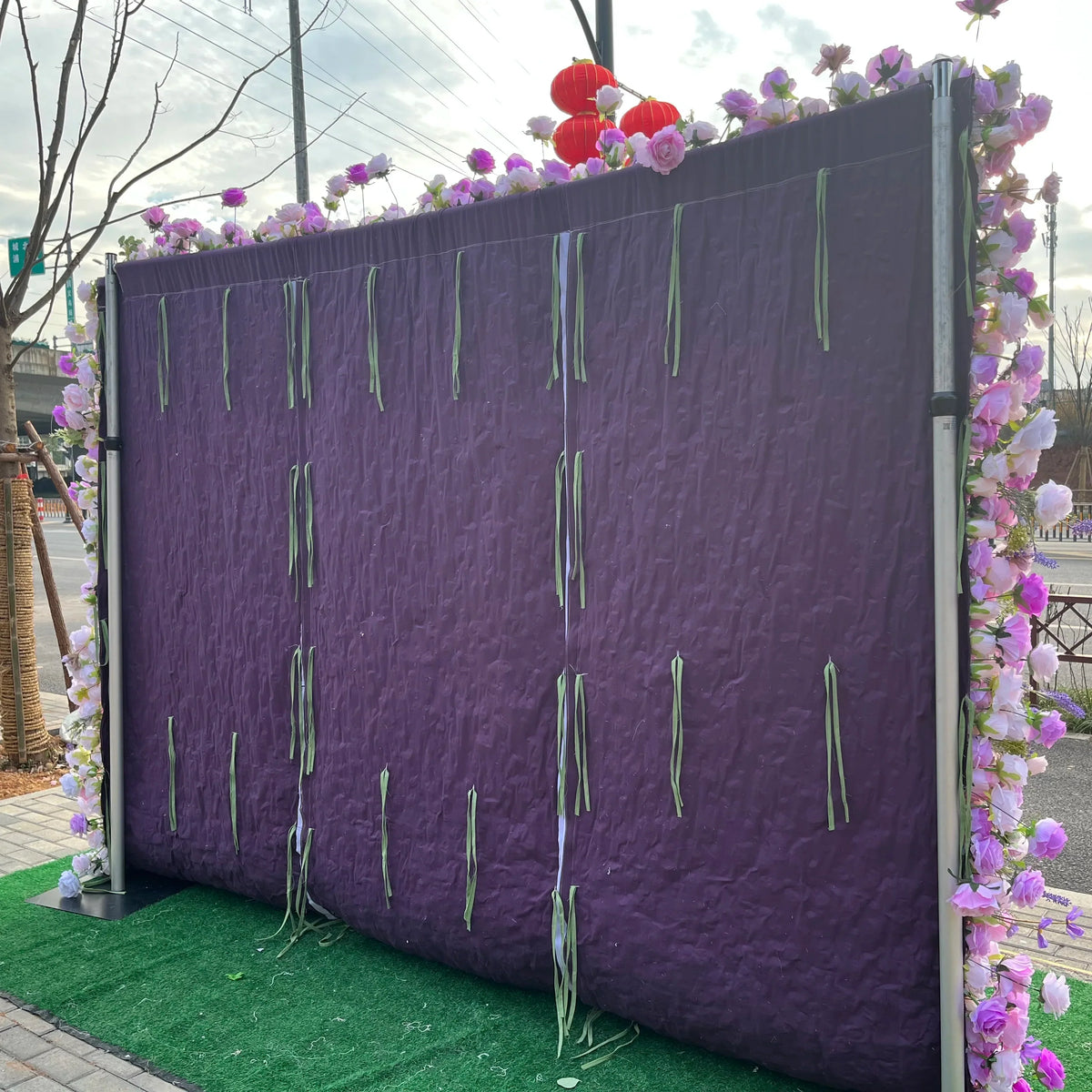 SPR Decorative Roll up Artificial Silk Rose Flower Wall Backdrop Panel for Wedding Party Birthday Hotel Decoration