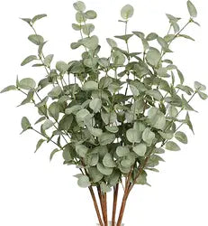 Artificial Silk Eucalyptus Branches High Simulation Greenery Stems for Home Vase Wedding Floral Arrangement Decor - Over 6 ft / Beige