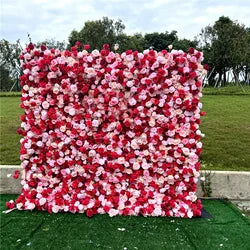 SPR Artificial Silk Rose 5D Flower Wall Decor Handmade Modern Style for Party Centerpiece Background - 1*1M(3.28*3.28ft) / Burgundy