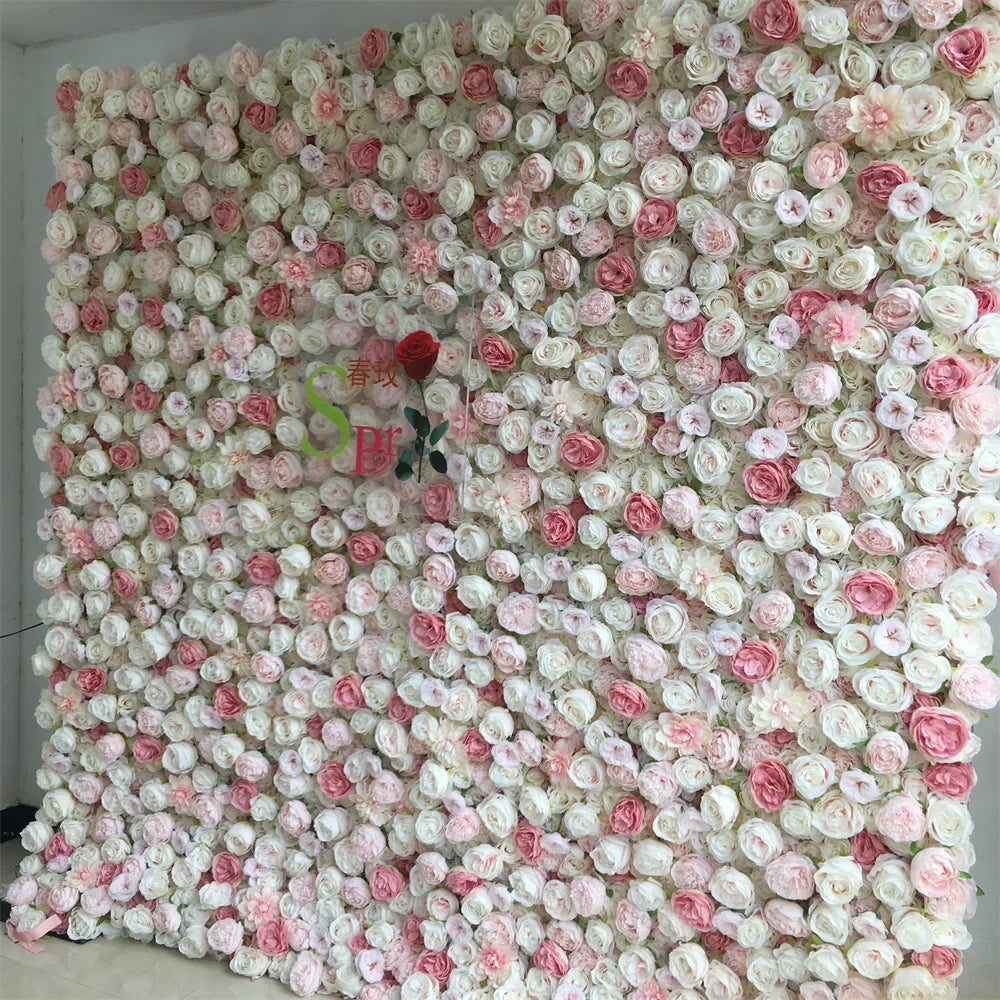 SPR 3D Design Floral Bridal Bouquet Ceiling pink Peony Rose Hydrangea Artificial Flower Decoration Wedding Backdrop