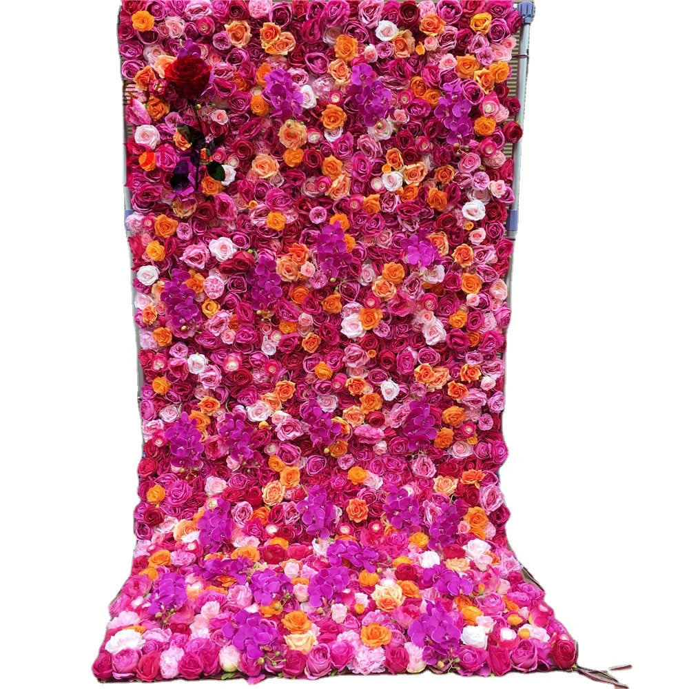 SPR Customized Size & Color Wedding & Chinese New Year Backdrop Silk Artificial Flower Wall Bohemian Style Handmade Roses