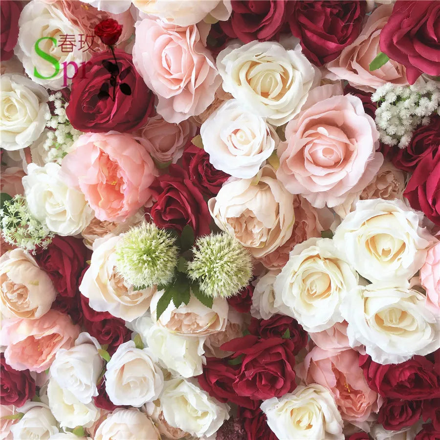 SPR Rolled Flower Wall Silk Flower Cloth Structure Material Wedding Stage Backdrop Artificial Flowers Wall for Salon Wal Decor