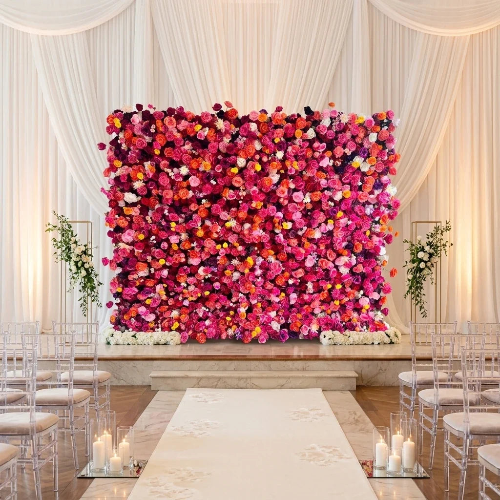 SPR Customizable European Style Artificial Flower Wall Backdrop Reusable Anti-Bacterial for Wedding/Birthday/Thanksgiving/Hotel