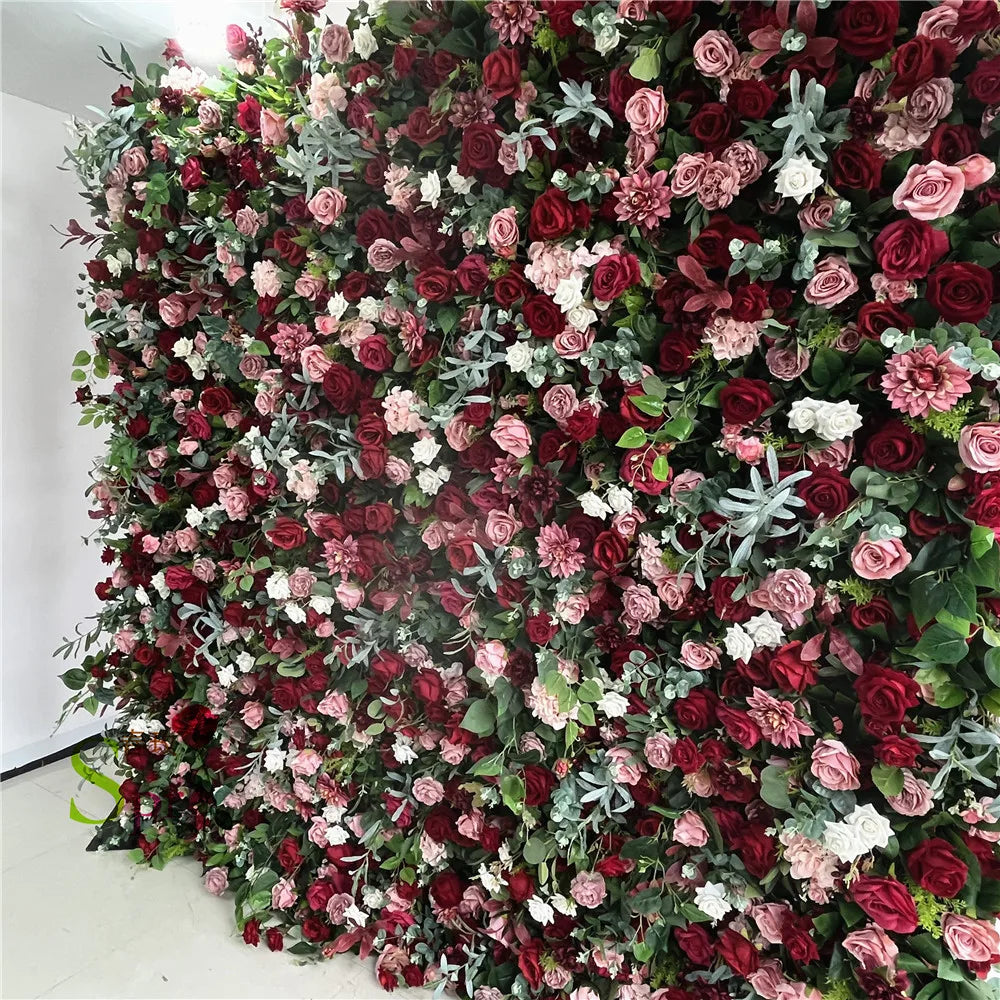 SPR 7D Roll up Handmade Custom Size Color Artificial Floral Wall Greenery with Hydrangea Rose Lotus Wedding Backdrop Panel