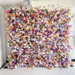 SPR Bridal Bouquet Newest Design Wedding Decoration 7D Effect Cloth Back Roll Mix Color Rose Green Plant Flower Wall - SPR-FW2458-6