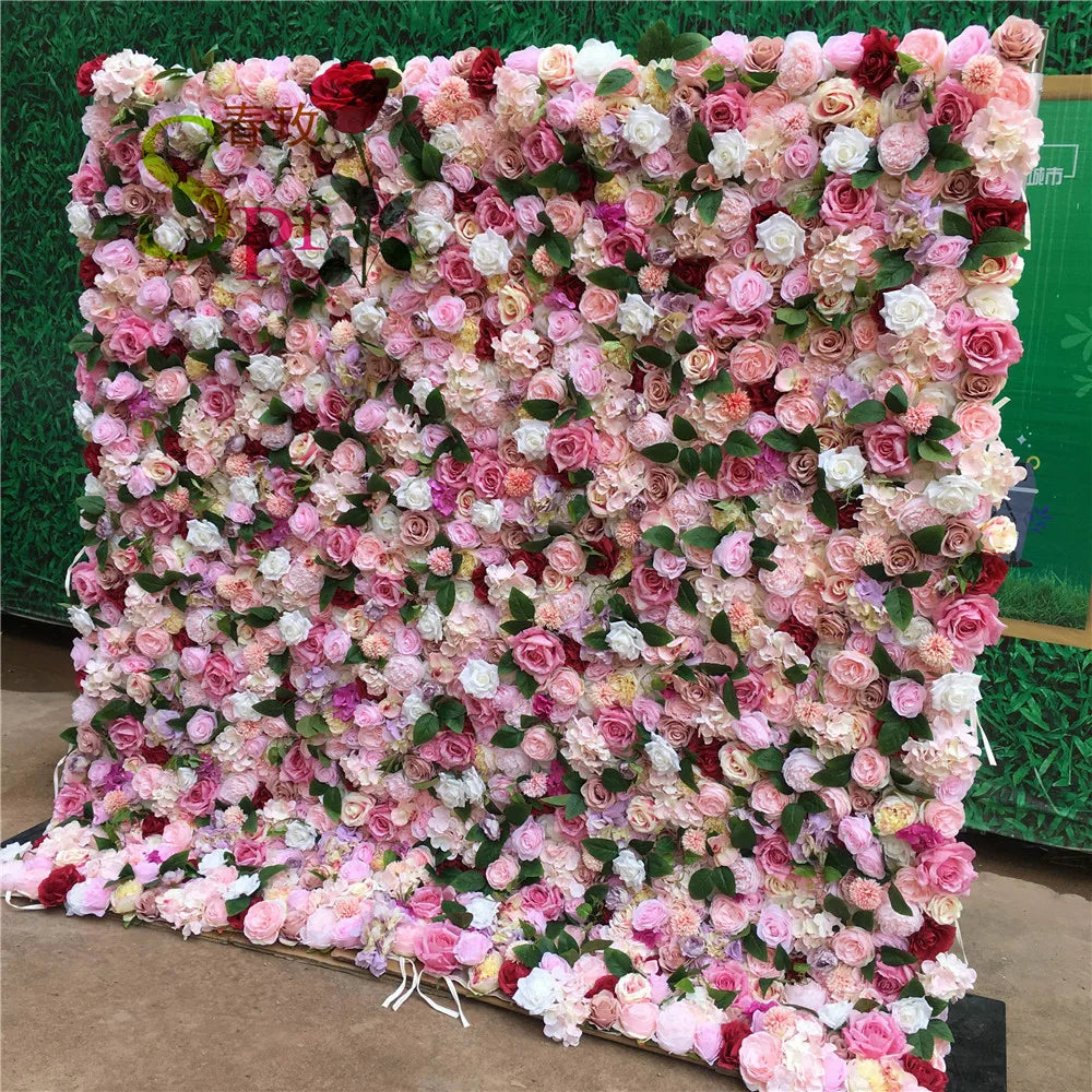 SPR ROLL Handmade Lightweight Fabric Back Style Customizable Size Color Artificial Rose Flower Wall Wedding Birthday Party