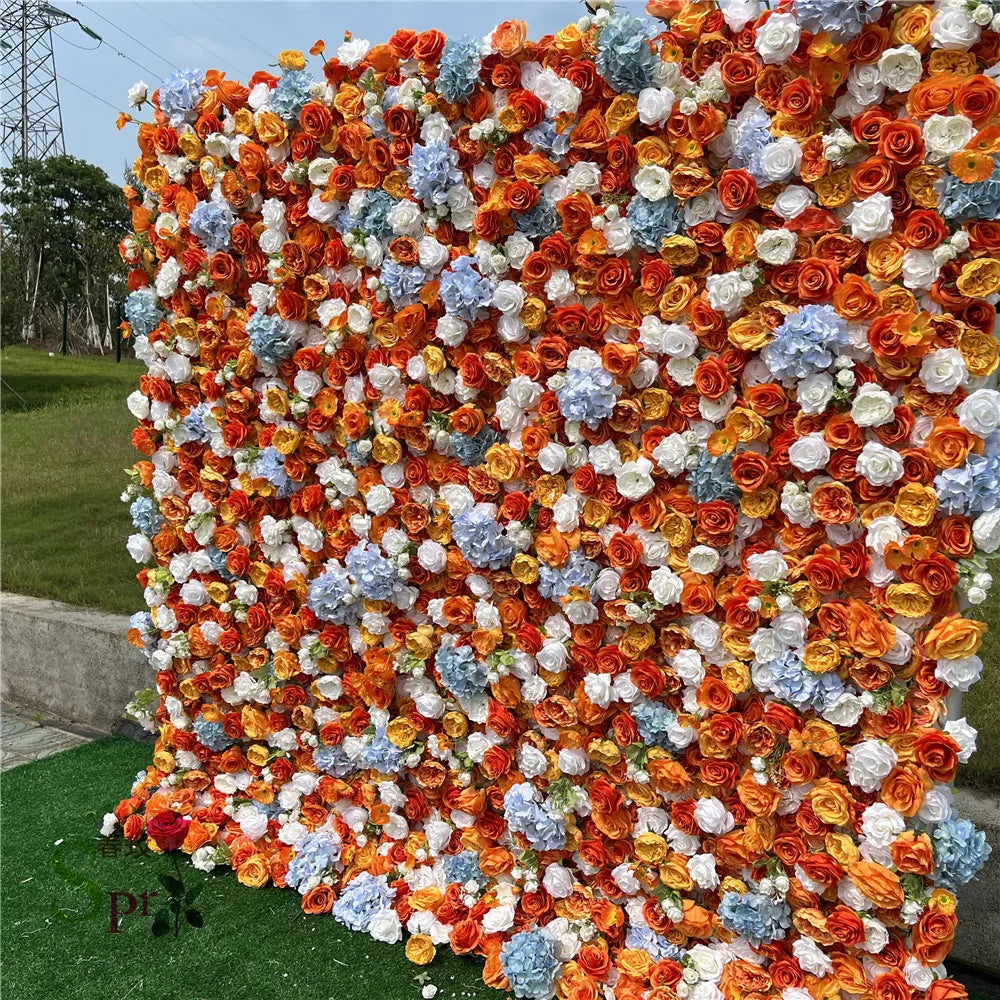 SPR Modern Square Roll up Silk Artificial Flower Wall Cloth Base with Customizable Color for Wedding Backdrop Decor
