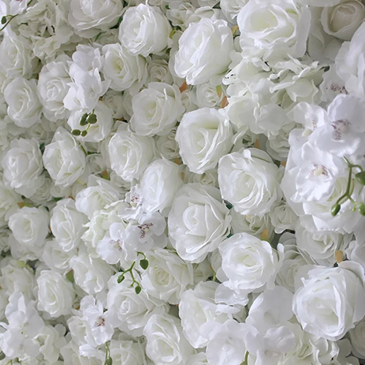 SPR Factory Supply Backdrop Baby White Can Roll up Artificial Flowers Wall Wedding Decor
