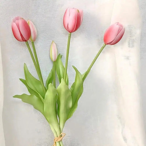 2026 New Arrival Real Touch Tulips Flowers 40cm Soft Rubber White PinK Artificial Flower for Home Wedding Decoration
