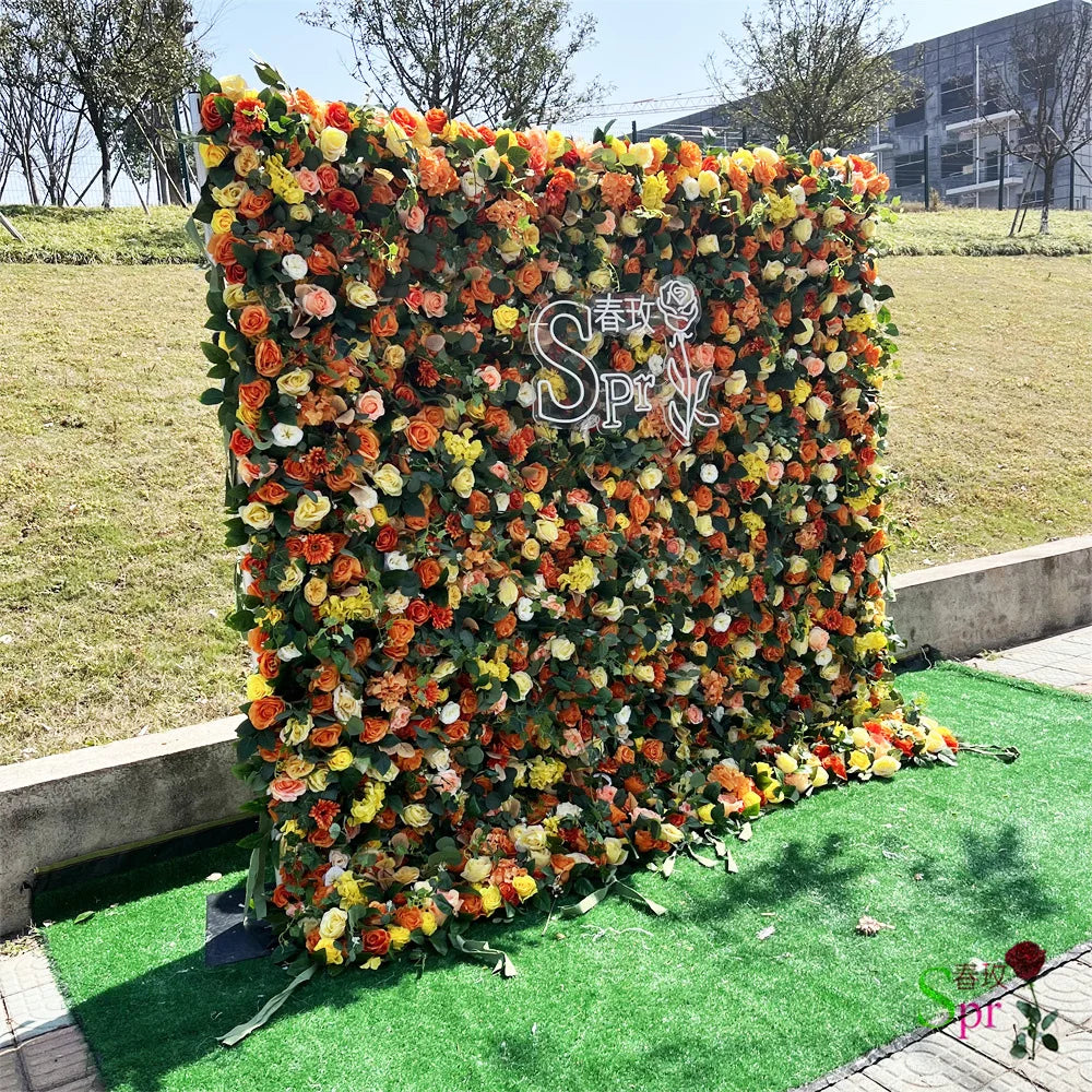 SPR Flores Artificiais Restaurant and Wedding Ceremony Events Fabric Artificial Flower Wall Rose Decorative 3d  Wall Panel