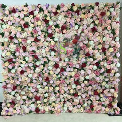 SPR Flores Artificiais Restaurant and Wedding Ceremony Events Fabric Artificial Red Rose Decorative 3d Wall Panel - 1*1m(3.28*3.28ft) / SPR-FW211031-5