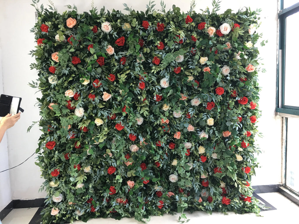 SPR Wholesale Custom Green Plant Leaf Wedding Supplies Decoration Rose Backdrop Silk Artificial Decorative Flower Wall
